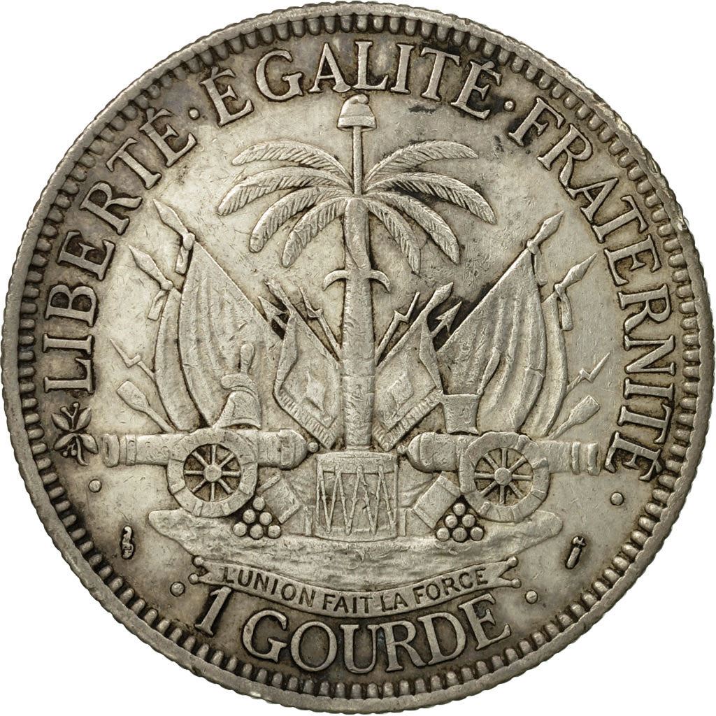 Haiti | 1 Gourde Coin | Libertine | Palm Tree | Cannon | Km:46 | 1881 - 1895