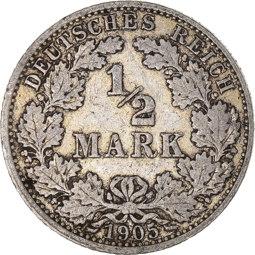 German Empire 1/2 Mark Coin | Deutsches Reich | Wilhelm II | Type 2 | KM17 | 1905 - 1919