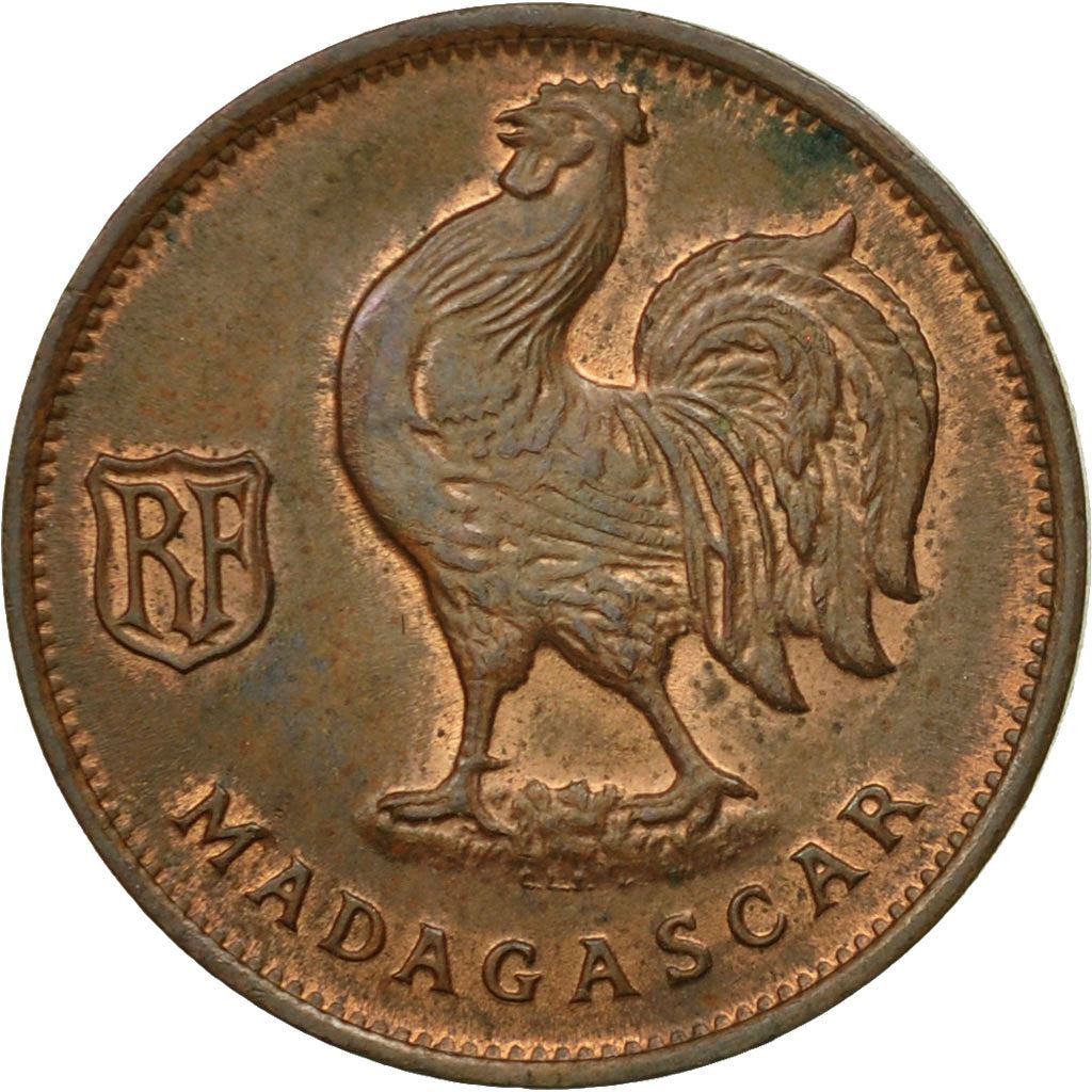 Madagascar | 50 Centimes Coin | Rooster | Lorraine Cross | Km:1 | 1943