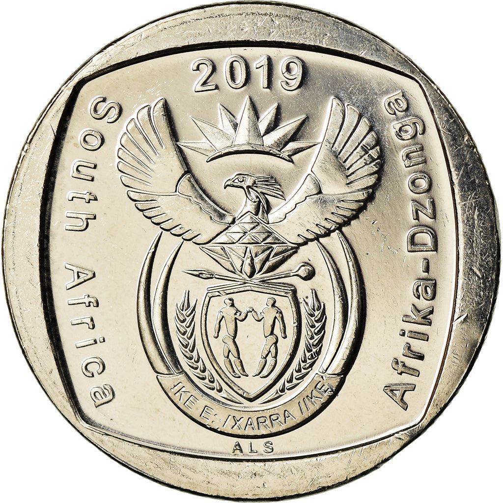 South Africa | 2 Rand Coin | Sun | Tree | Water | Fish | Environmental Rights | Km:695 | 2019