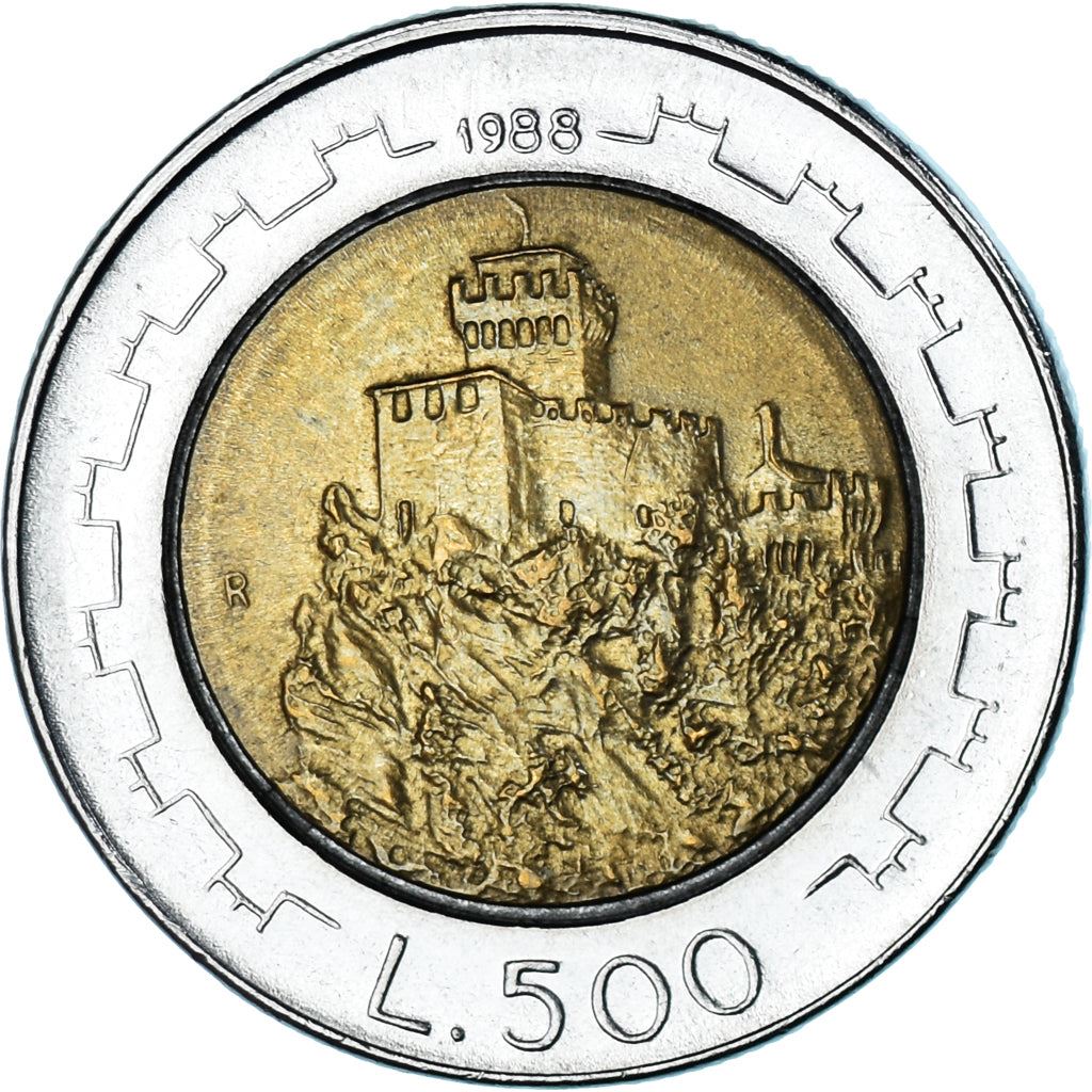 San Marino | 500 Lire Coin | Second tower | Km:226 | 1988