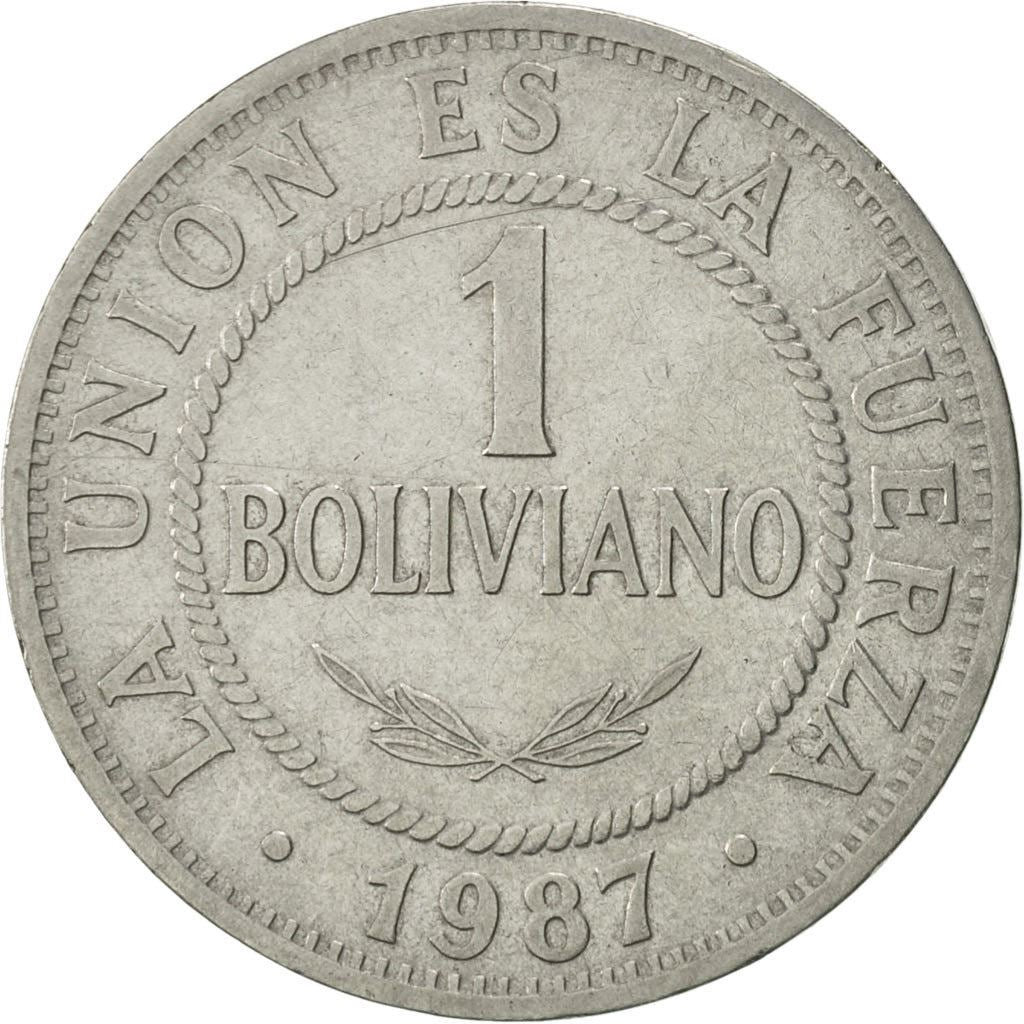 Bolivia | 1 Boliviano Coin | Stainless steel | Coat of Arms | KM:205 | 1987-2008