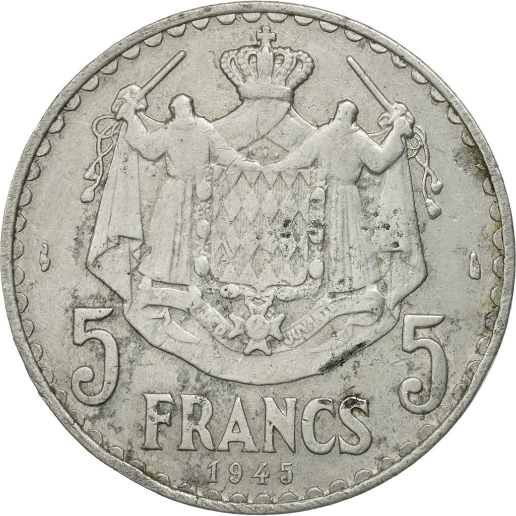 Monaco | 5 Francs Coin | Louis II | Km:122 | 1945