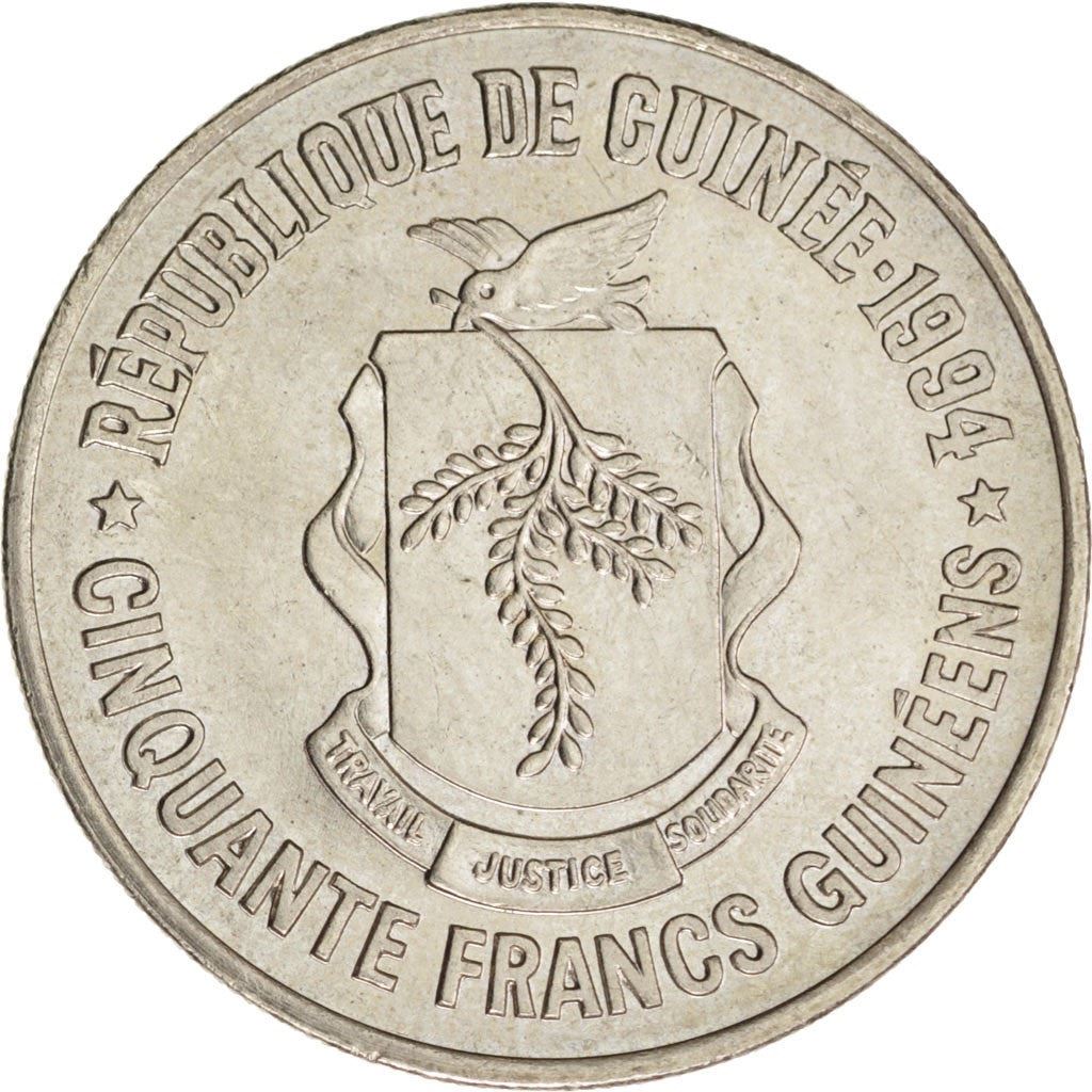 Guinea | 50 Francs Guineens Coin | Nimba mask | Km:63 | 1994