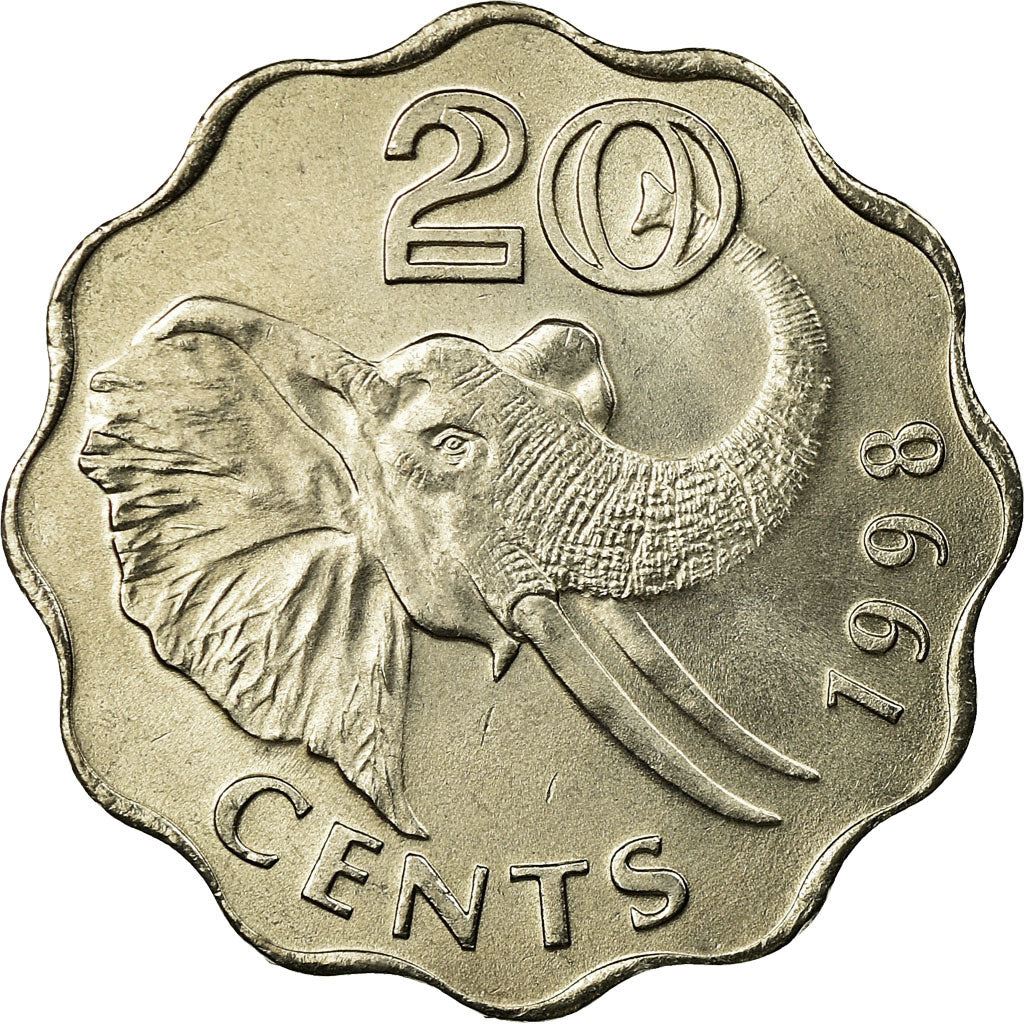 Kingdom of Swaziland | 20 Cents Coin | Elephant | Km:50.1 | 1996 - 2005