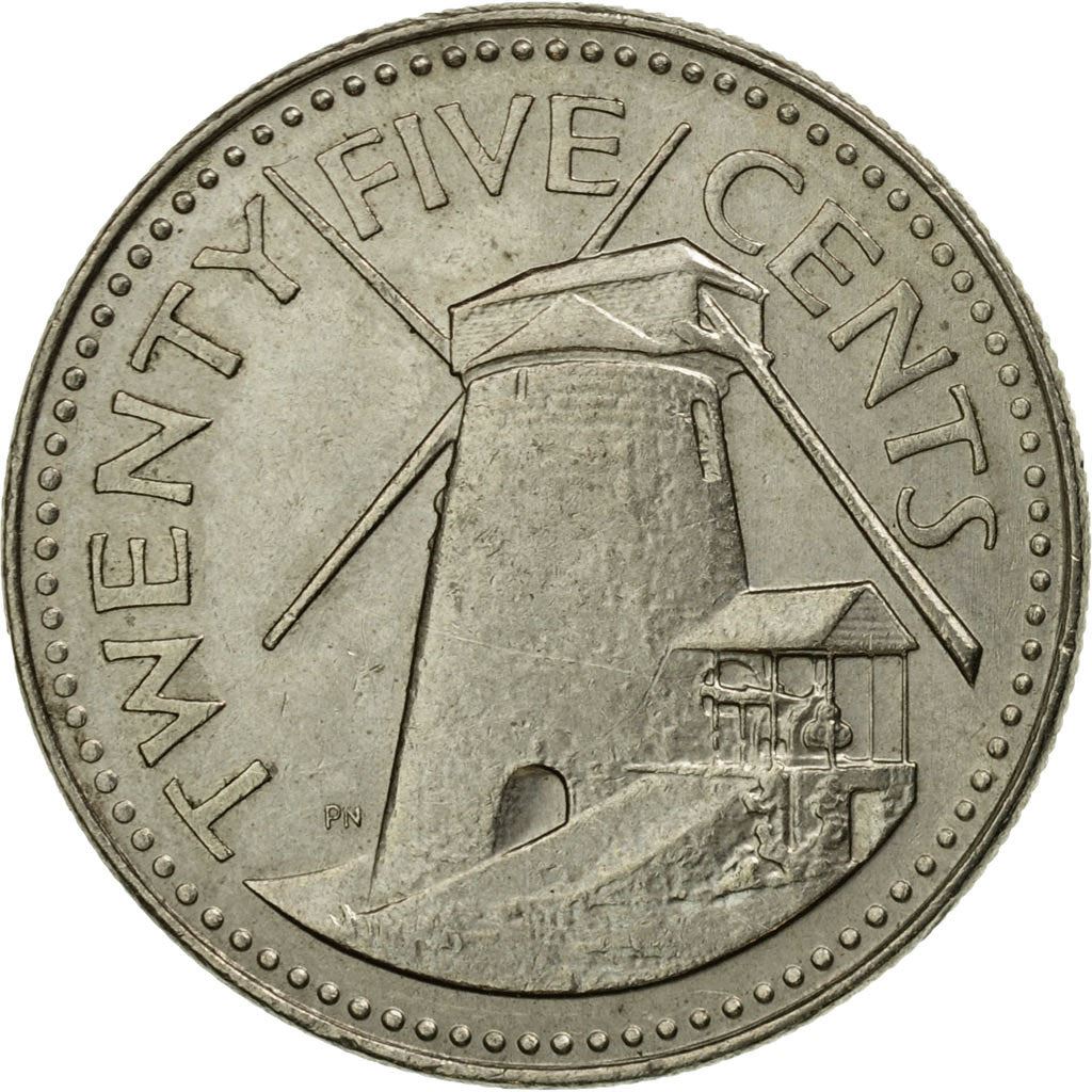Barbados | 25 Cents Coin | Windmill | Km:13 | 1973 - 2006