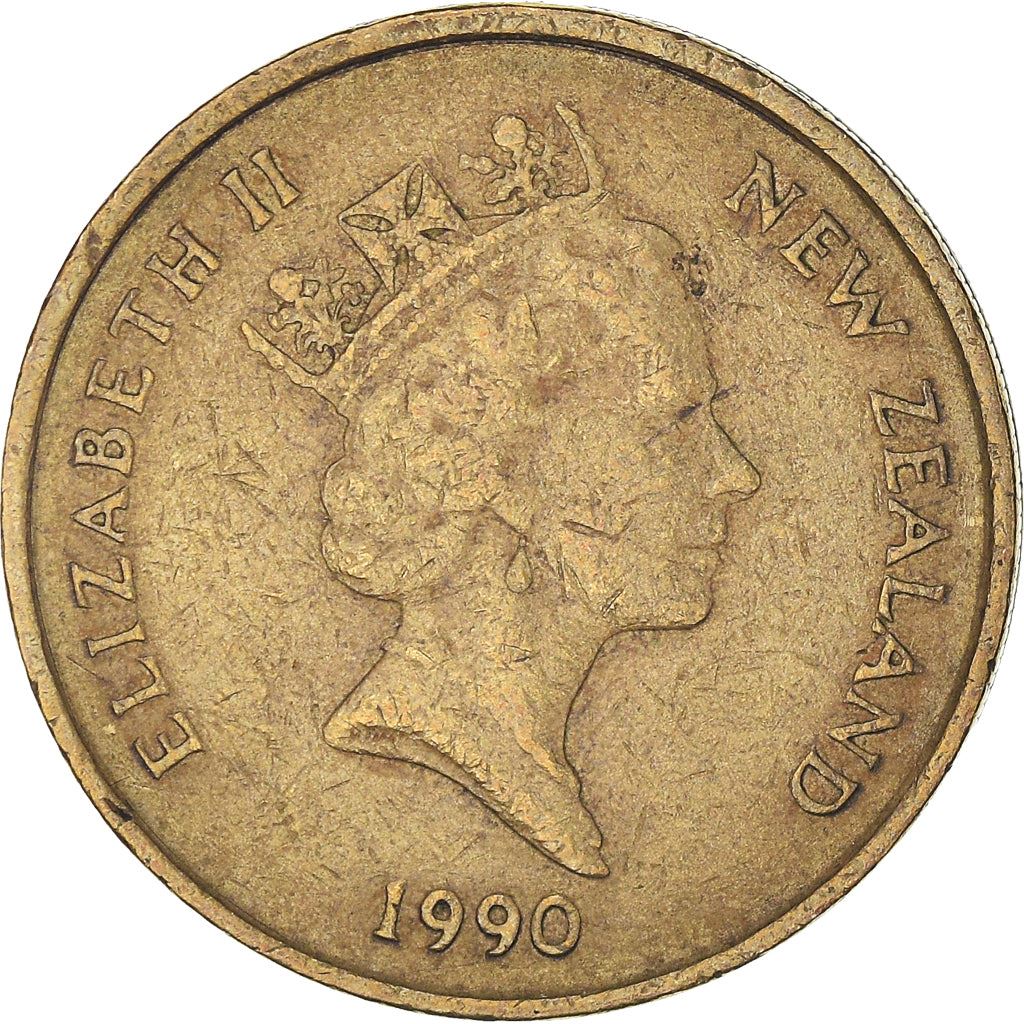 New Zealand | 2 Dollars Coin | Elizabeth II | White Heron | Kotuku | Km:79 | 1990 - 1998