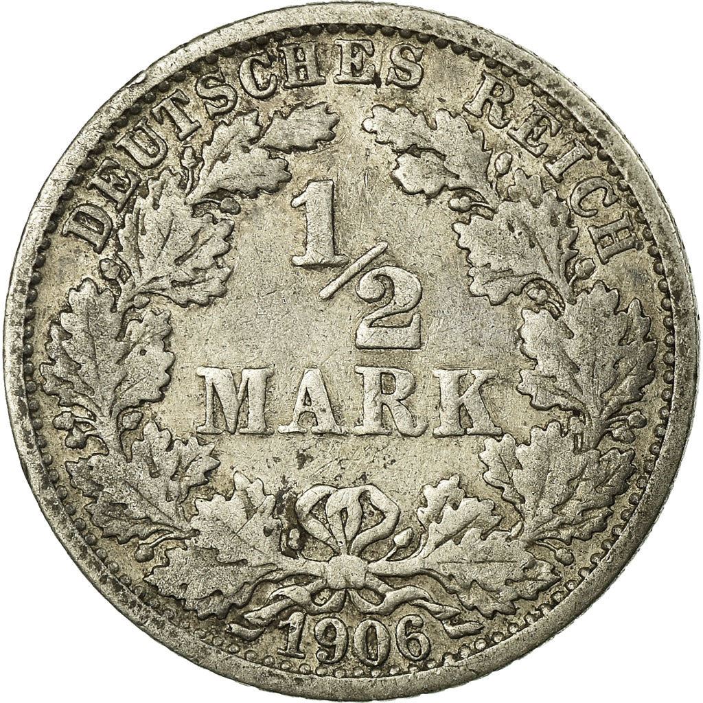 German Empire 1/2 Mark Coin | Deutsches Reich | Wilhelm II | Type 2 | KM17 | 1905 - 1919