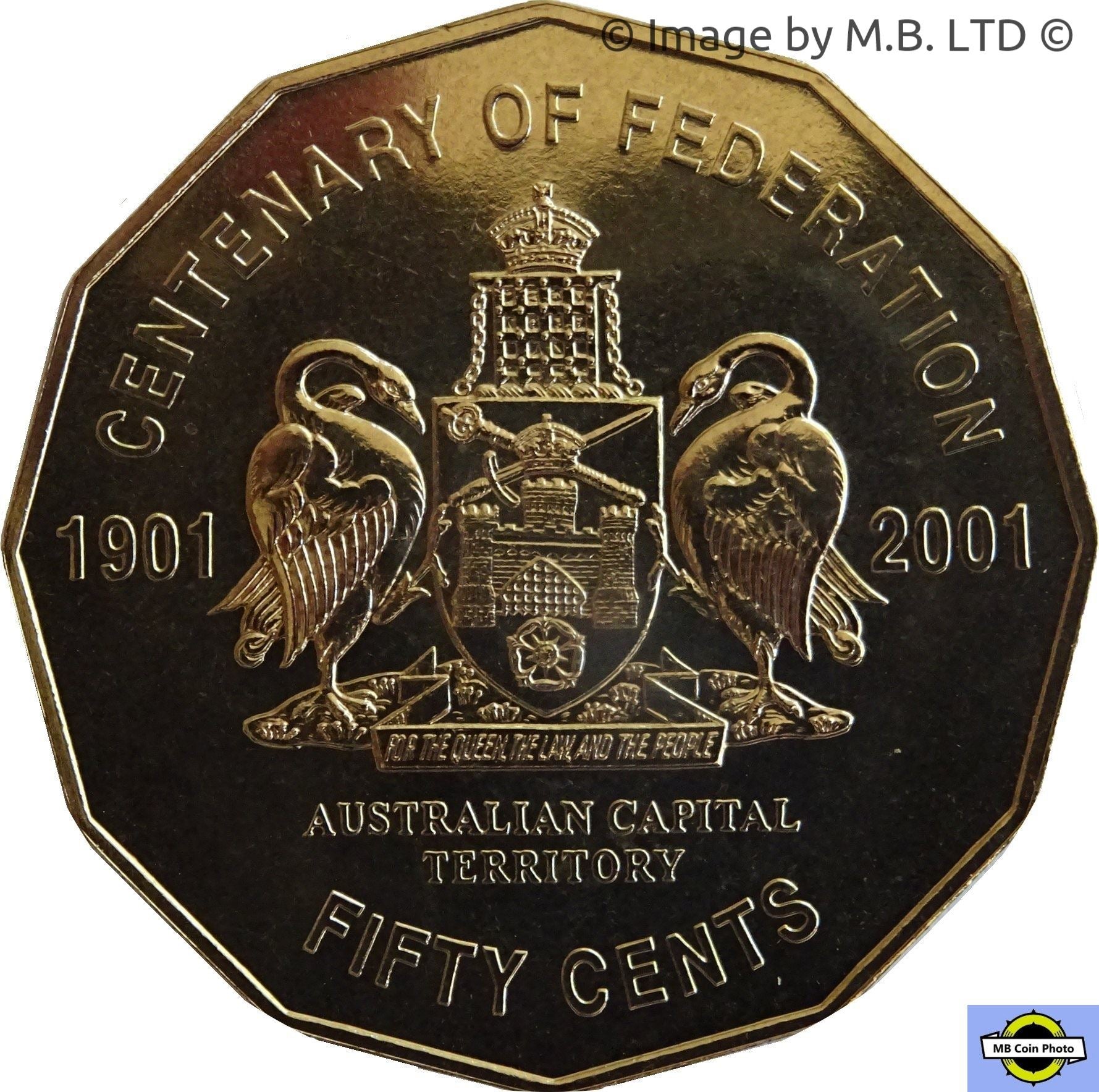 Australia | 50 Cents Coin | Elizabeth II | Federation | Australian Capital | Black Swam | Mute Swan | KM553 | 2001