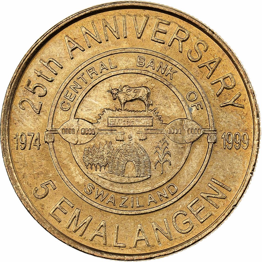 Eswatini | 5 Emalangeni Coin | Seal of the Bank | KM:53 | 1999