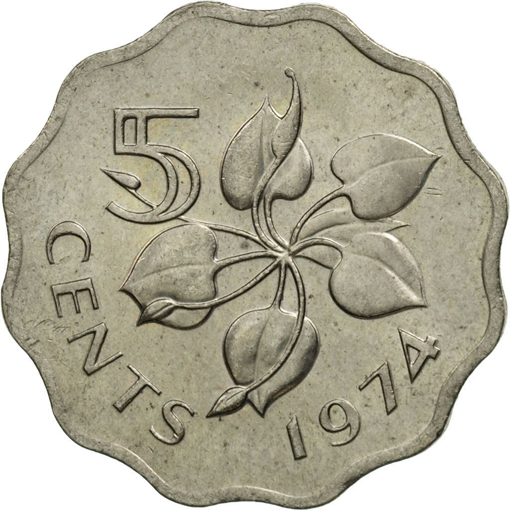 Eswatini 5 Cents Coin | King Sobhuza II | Arum Lily | KM9 | 1974 - 1979