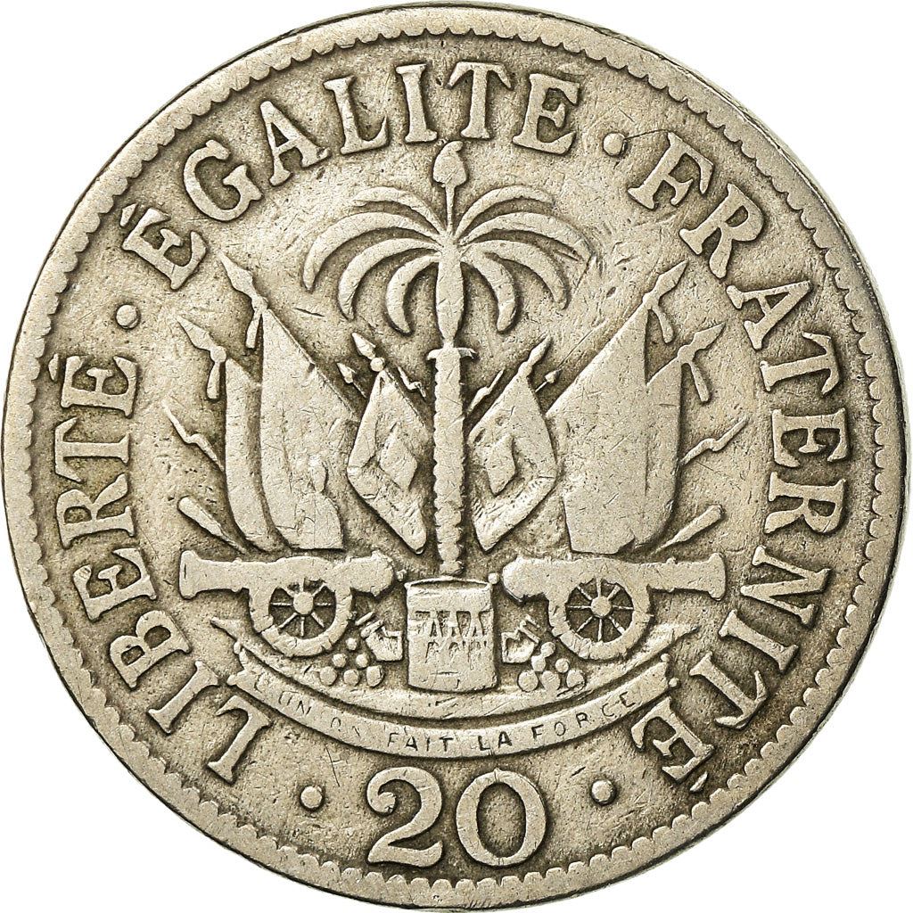 Haiti | 20 Centimes Coin | General Pierre Nord-Alexis | Cannon | Km:55 | 1907 - 1908
