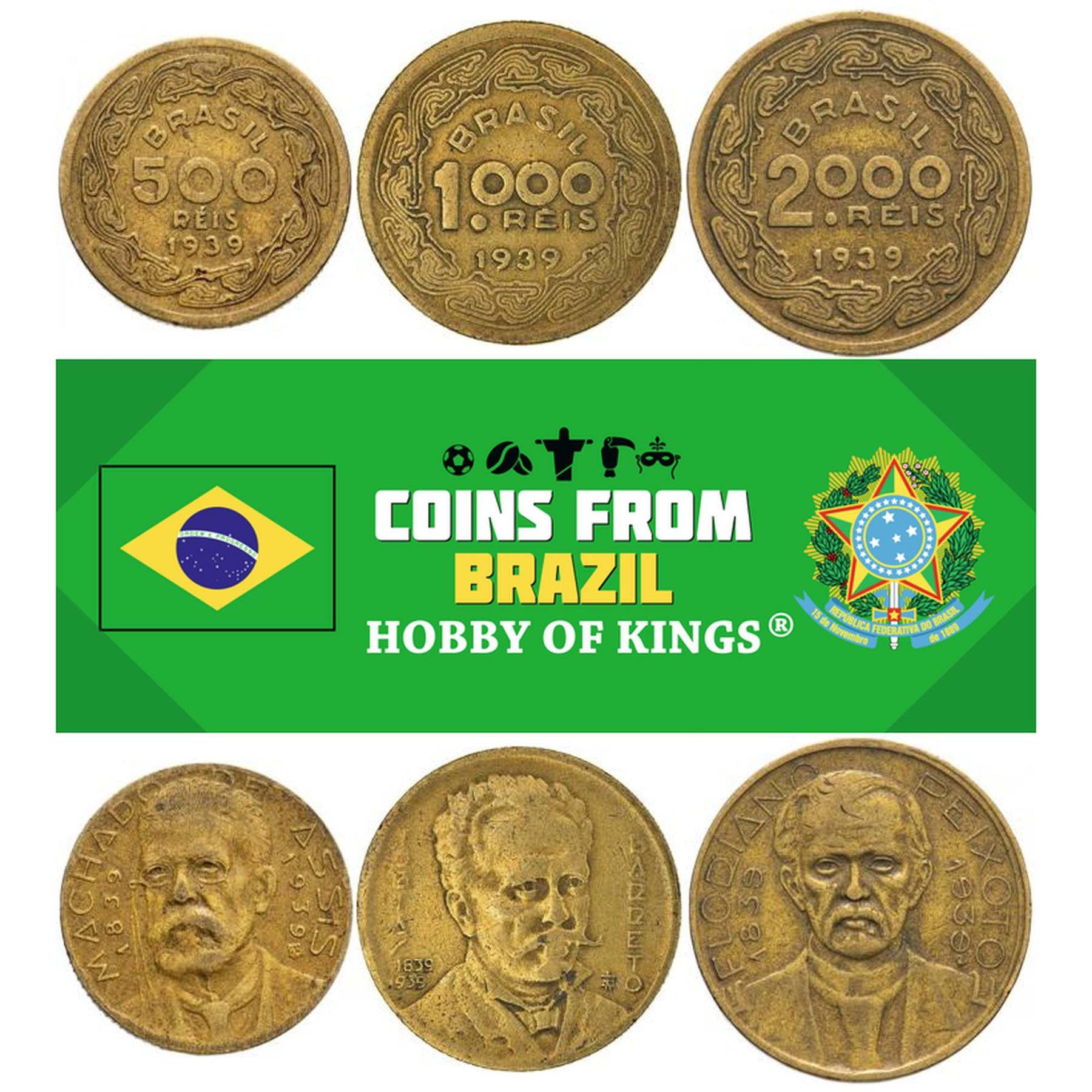 Brazil | 3 Coin Set | 500 1000 2000 Reis | 1939