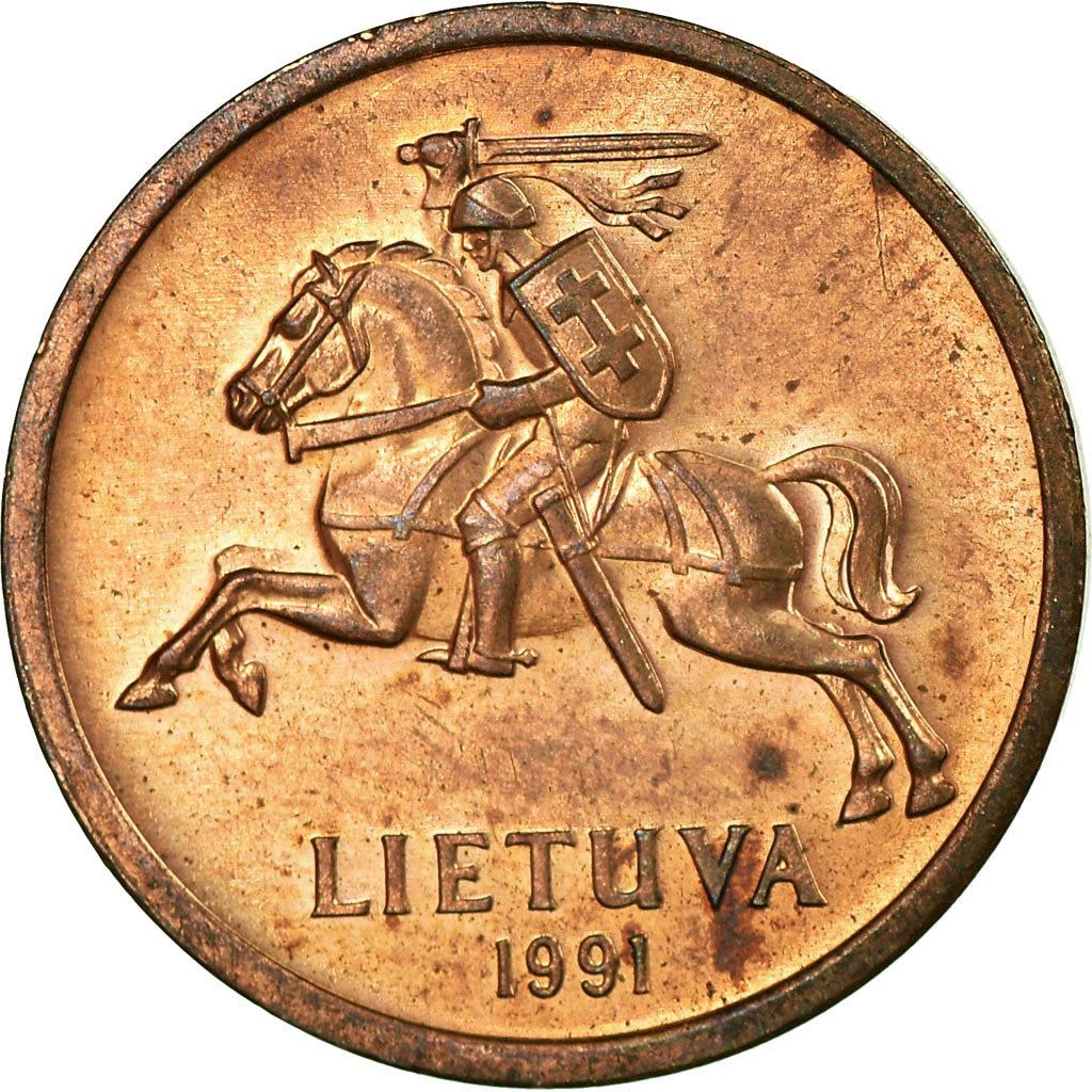 Lithuania | 20 Centų Coin | Bronze | Horse or equine | Coat of Arms | KM:89 | 1991