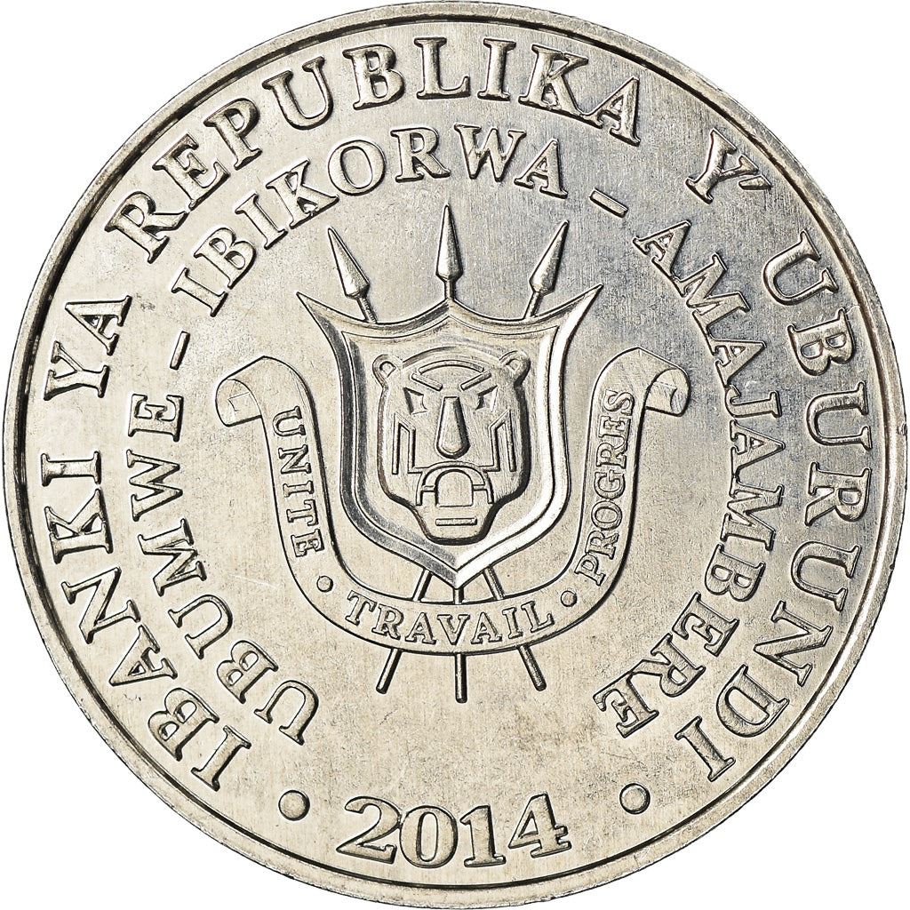 Burundi | 5 Francs Coin | Yellow-billed stork | Km:27 | 2014