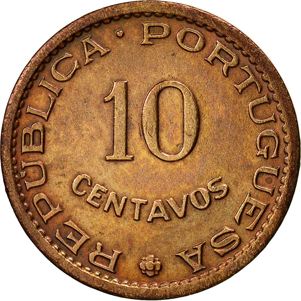 Sao Tome and Principe | 10 Centavos Coin | Bronze | Coat of Arms | Km:15 | 1962