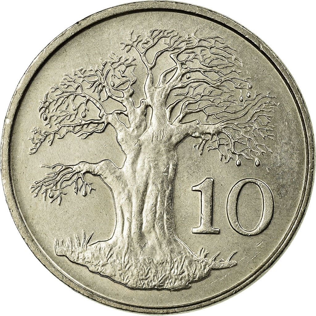 Zimbabwe | 10 Cents Coin | Baobab tree | Km:3 | 1980 - 1999