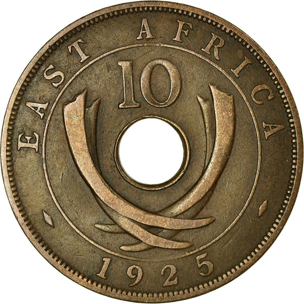 East Africa | 10 Cents Coin | Crown | Tusks | Km:19 | 1921 - 1936