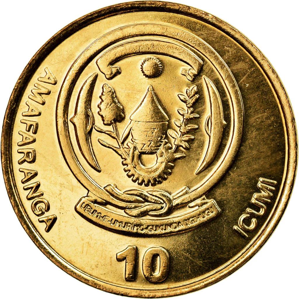 Rwanda | 10 Amafaranga Coin | Banana Tree | Km:24 | 2003