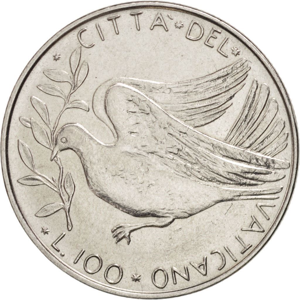 Vatican City | 100 Lire Coin | Dove | Km:122 | 1970 - 1977