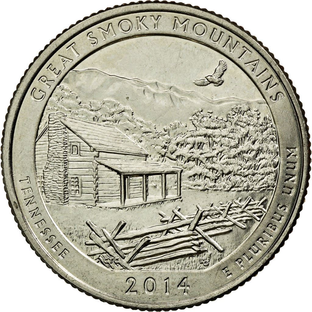 United States | 1/4 Dollar Coin | Great Smoky Mountains | Km:566 | 2014