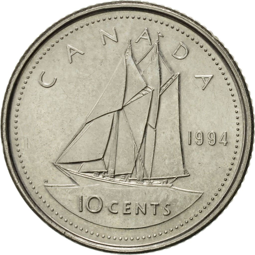 Canada | 10 Cents Coin | Nickel | 3rd portrait | KM:183 | 1990-2000