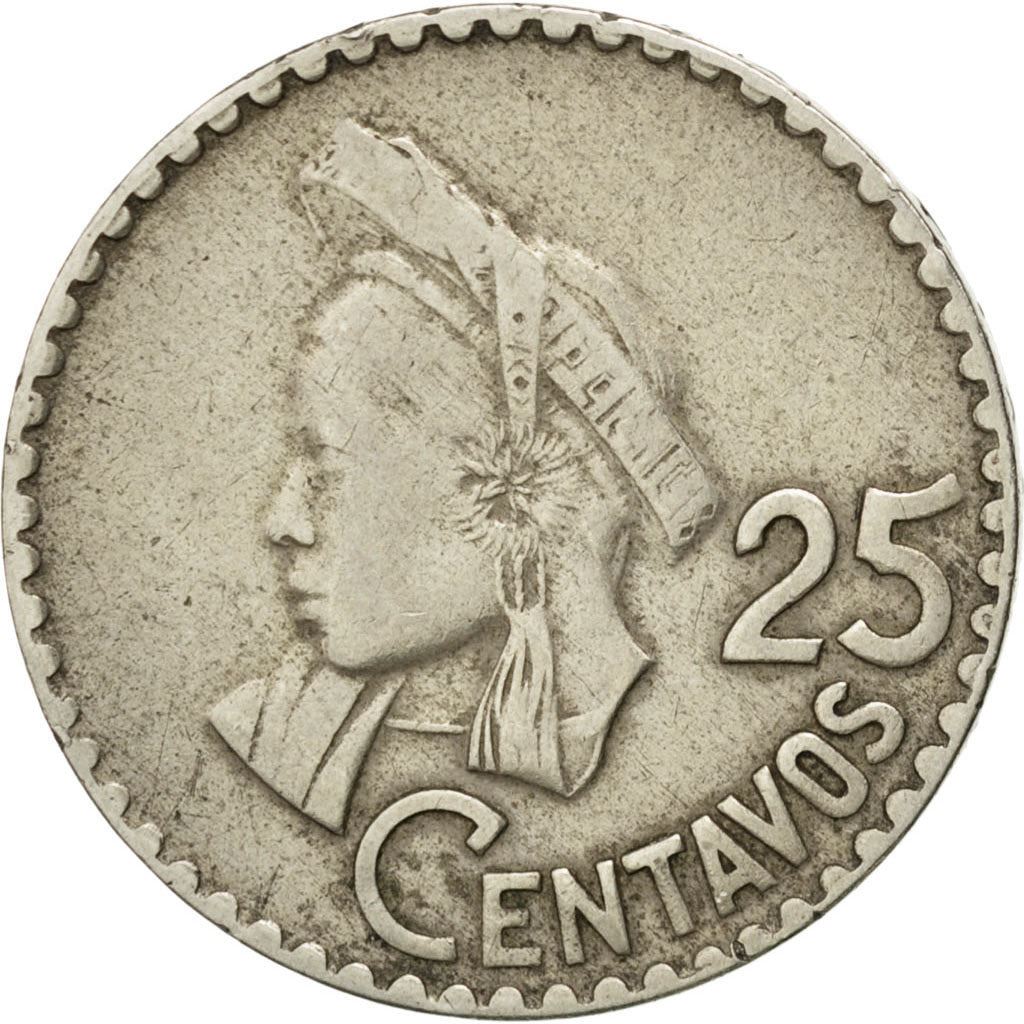 グアテマラ｜25セント硬貨｜先住民の胸像｜Km:269｜1967年 - 1970年