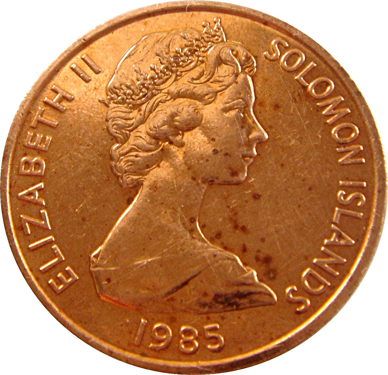 Salomonøerne | 2 Cents Mønt | Elizabeth II | Ørnens Ånd | KM:2a | 1985