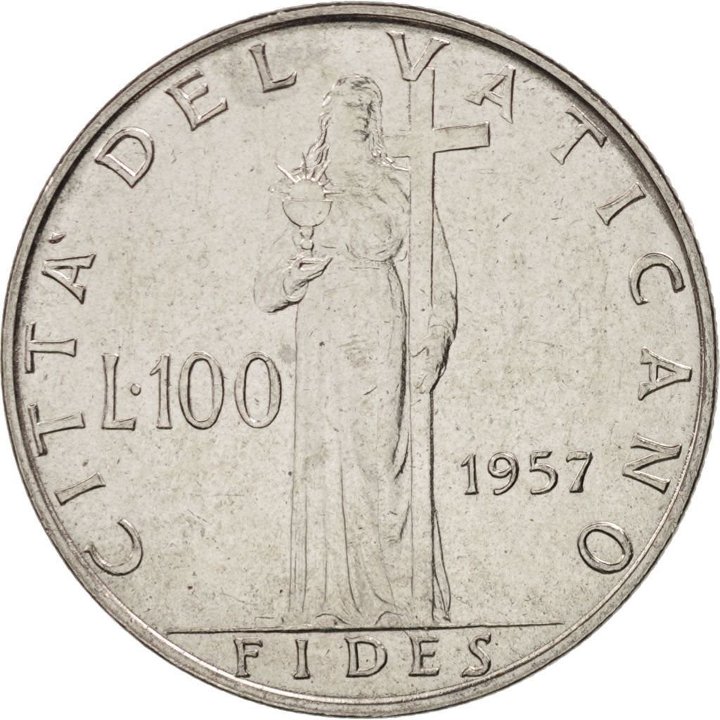 Vatican City | 100 Lire Coin | Pius XII | Km:55 | 1955 - 1958
