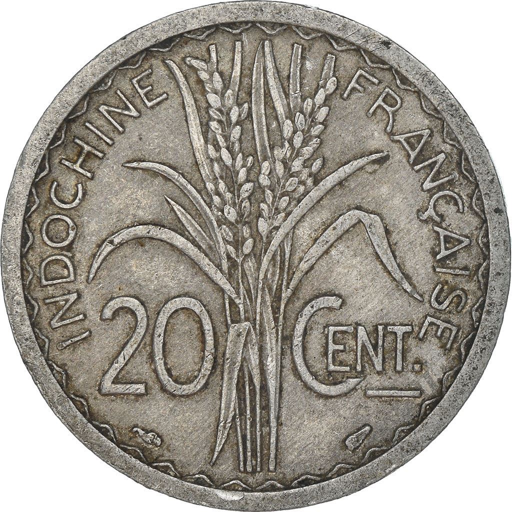 French Indochina | 20 Cents Coin | Rice plant | Km:29 | 1945