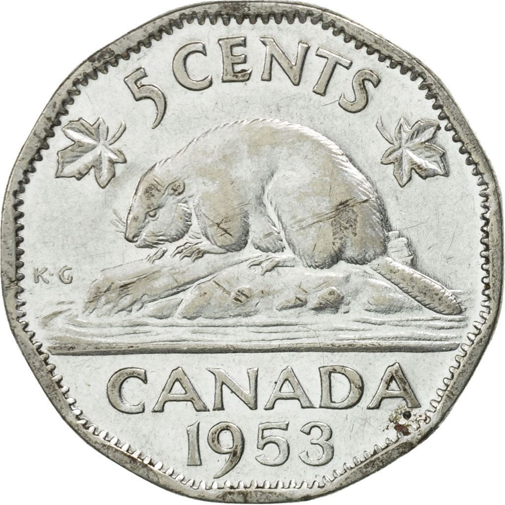 Canada | 5 Cents Coin | Chromium plated steel | 1st portrait | KM:50 | 1953-1954