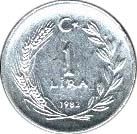 Turkey | Turkish 1 Lira Coin | President Mustafa Kemal Ataturk | Moon Star | KM990 | 1982
