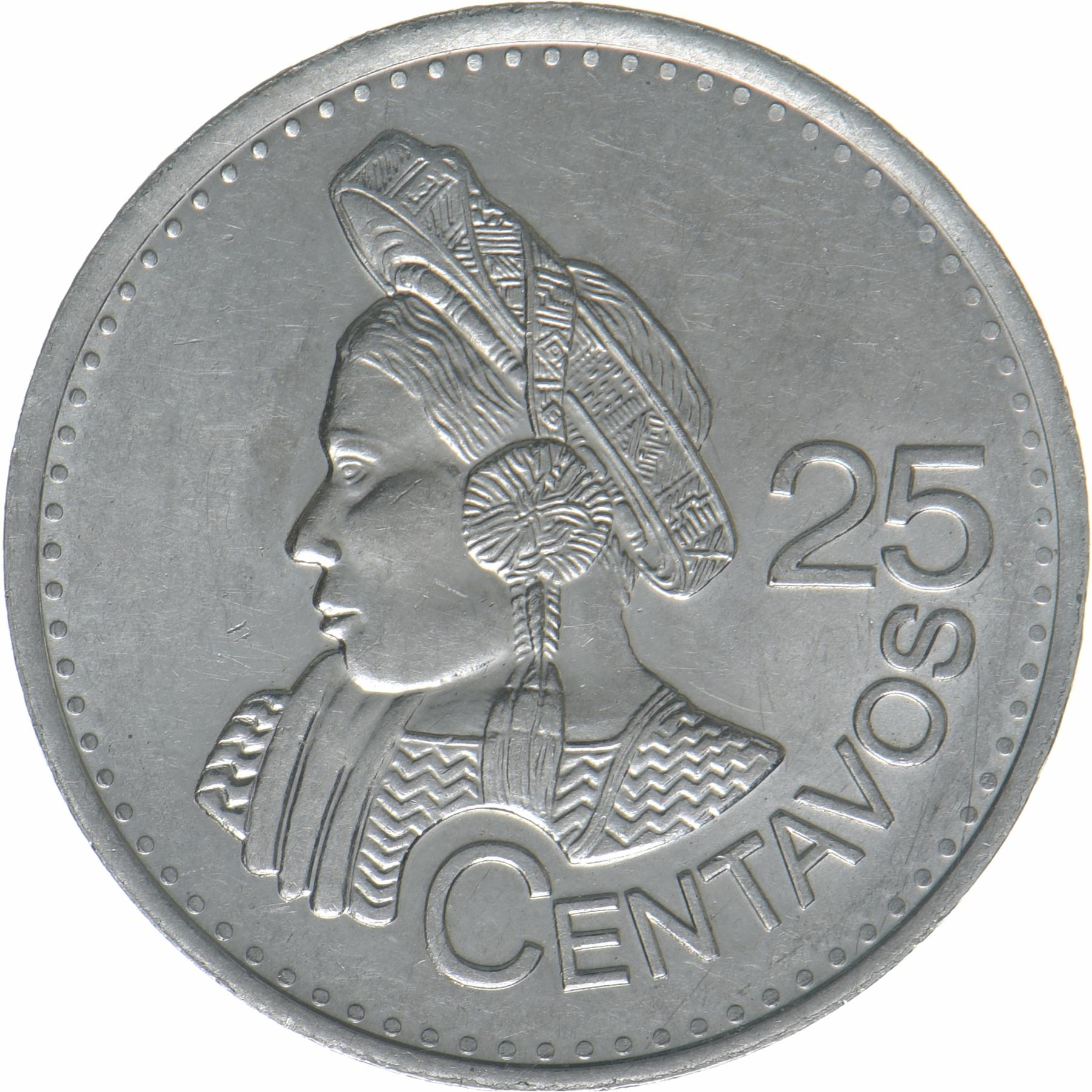 Guatemala | 25 Centavos Coin | Native bust | KM:294 | 2012 - 2023