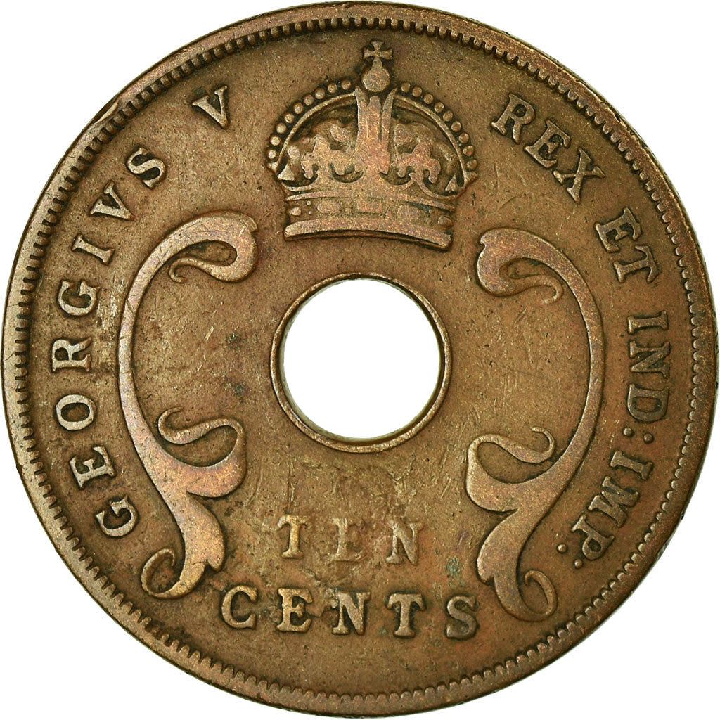 East Africa | 10 Cents Coin | Crown | Tusks | Km:19 | 1921 - 1936