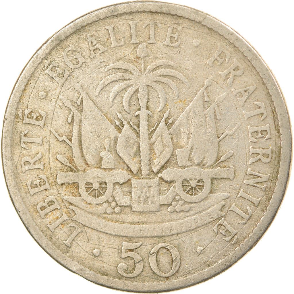 Haiti | 50 Centimes Coin | General Pierre Nord-Alexis | Cannon | Km:56 | 1907 - 1908