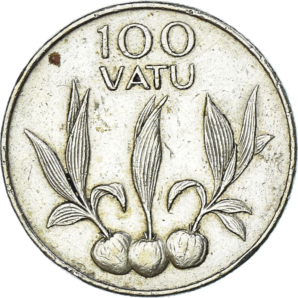 Vanuatu | 100 Vatu Coin | Melanesian Warrior | Coconut Sapling | Km:9 | 1988 - 2008