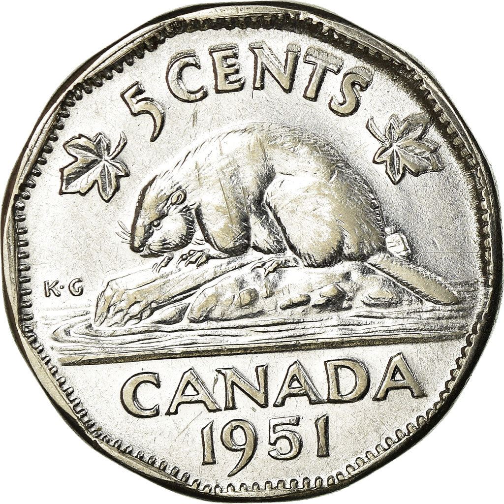 Canada | 5 Cents Coin | Chromium plated steel | steel | KM:42a | 1951-1952