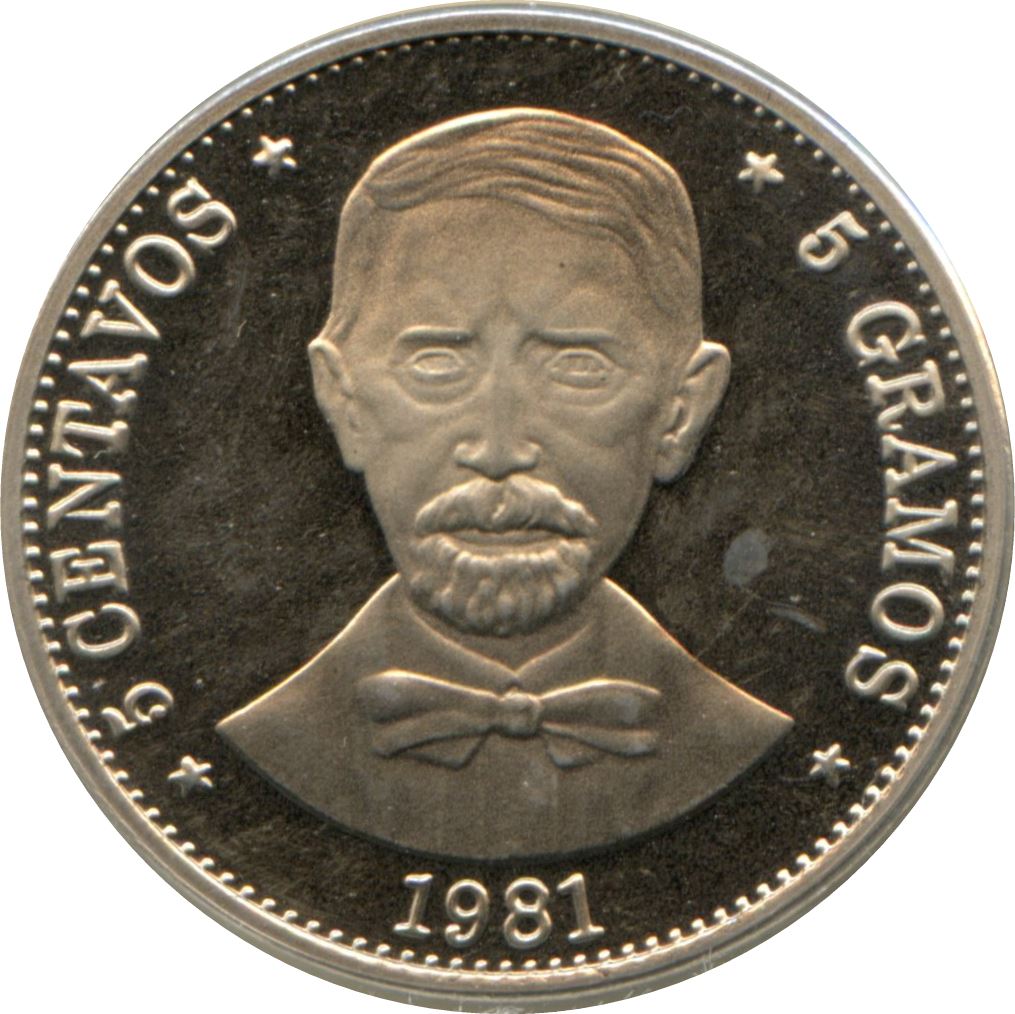 Dominican Republic 5 Centavos Coin | Juan Pablo Duarte | KM49 | 1978 - 1981