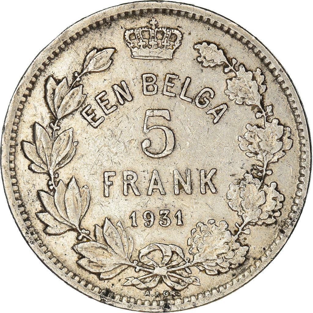 Belgian 1 Belga / 5 Francs Coin | Albert I Belgie | Star | Olive | KM98 | 1930 - 1933