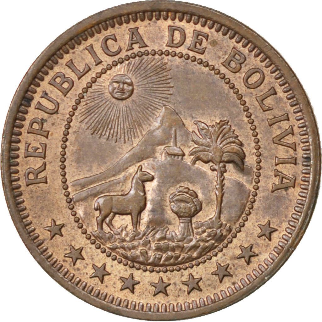 Bolivia | 1 boliviano-mønt | Bronze | Våbenskjold | KM:184 | 1951