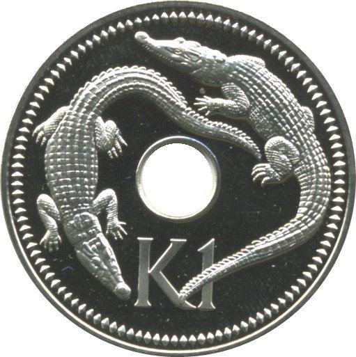 Moeda da Papua Nova Guiné Papua-Nova-Guiné 1 Kina | Isabel II | Crocodilo | KM6 | 1975 - 1999