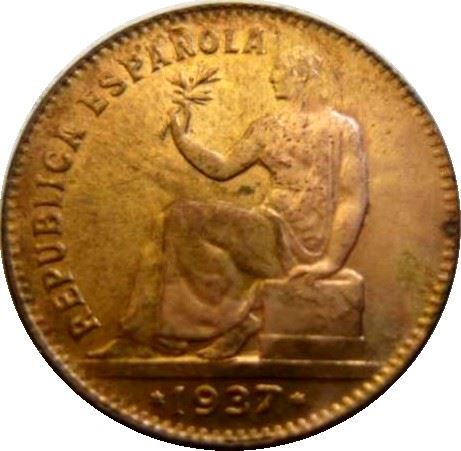 Spain Spanish 50 Centimos Coin | II Republic | Lady Hispania | KM754 | 1937