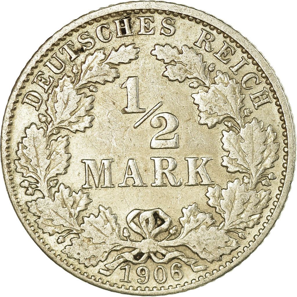German Empire 1/2 Mark Coin | Deutsches Reich | Wilhelm II | Type 2 | KM17 | 1905 - 1919