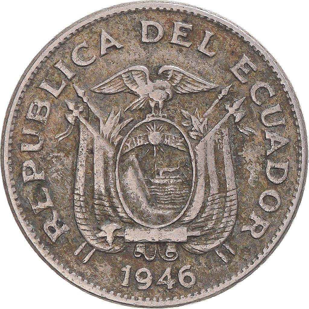 Ecuador | 20 centavos-mønt | Kobbernikkel | Krans | KM:77.1b | 1946