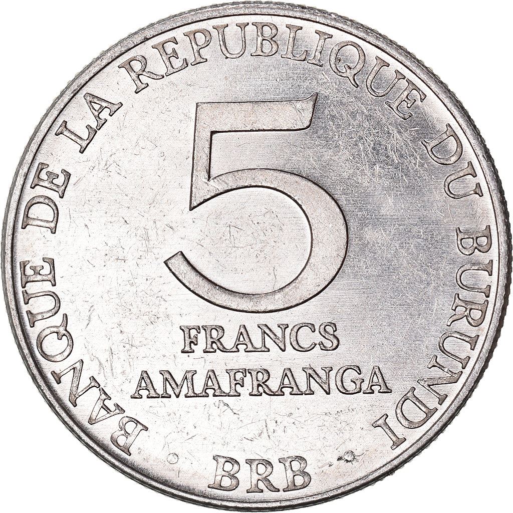 Burundi | 5 Francs Coin | Coat of arms | Km:20 | 1976 - 2013