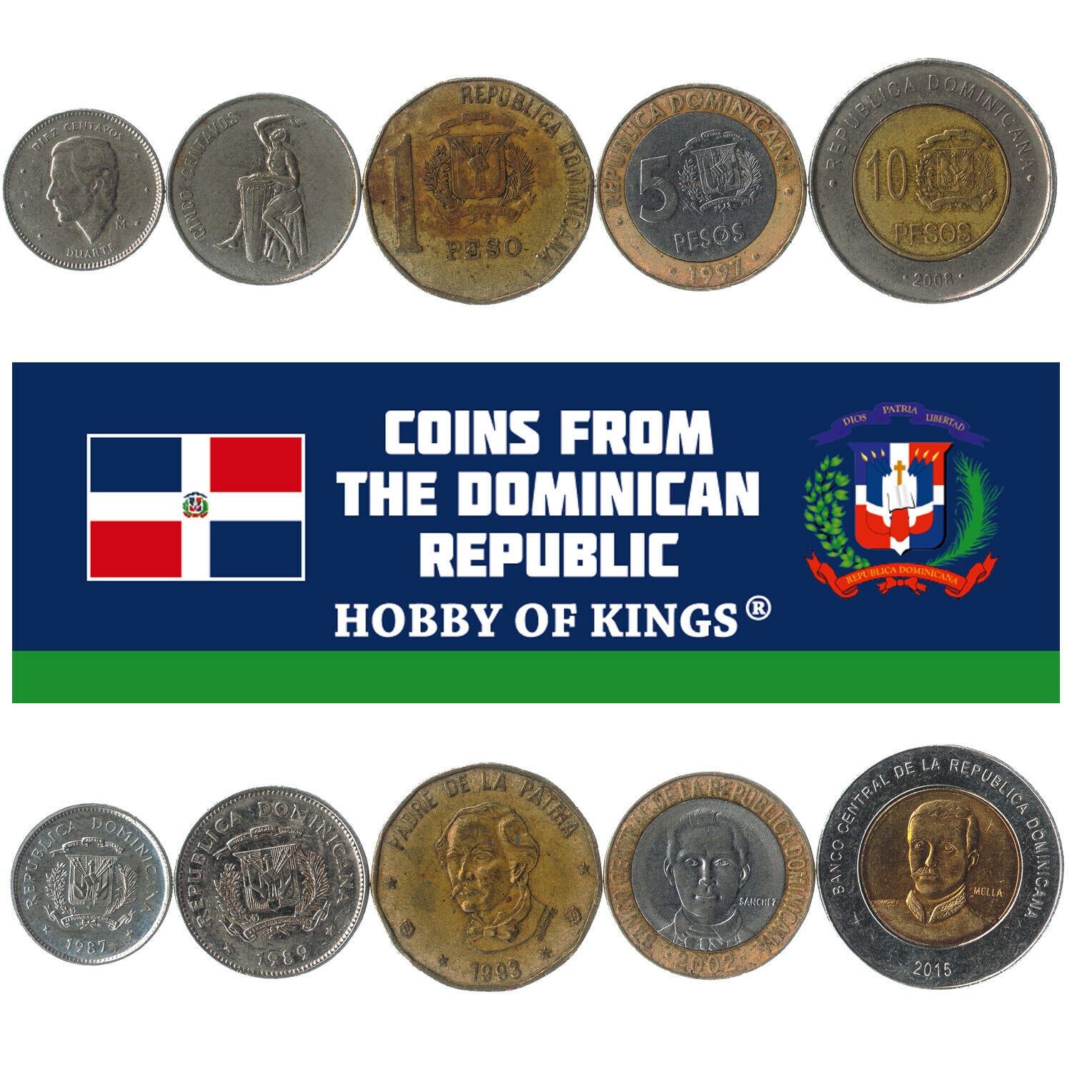 5 Mixed Coins From The Dominican Republic | 1967 - 2020