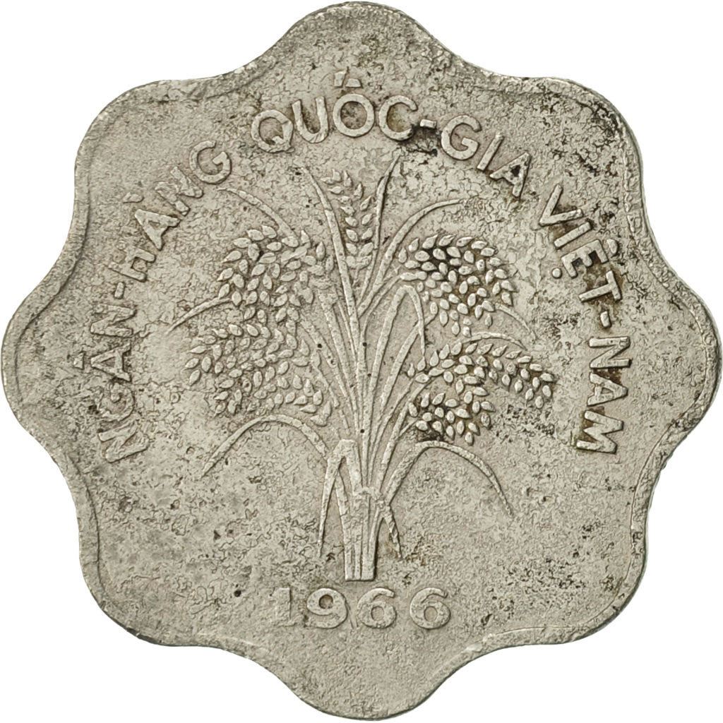 South Vietnam | 5 Dong Coin | Rice plant | Km:9 | 1966 - 1970