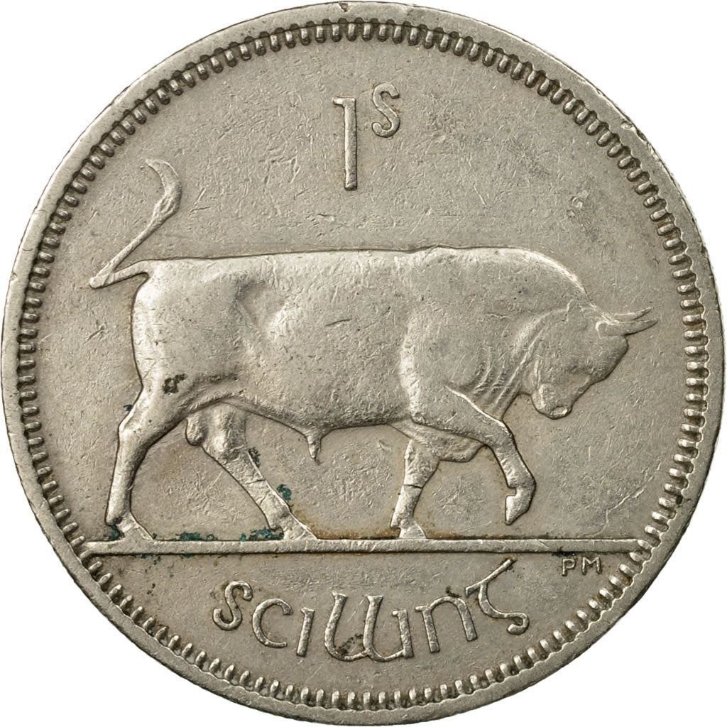 Ireland Coin Irish 1 Scilling | Celtic Harp | Bull | KM14a | 1951 - 1968