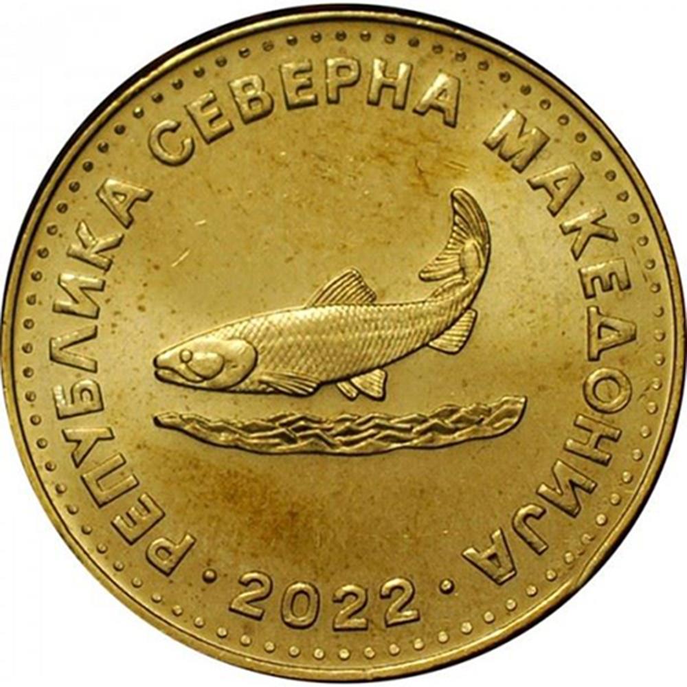 Macedonia Północna | Moneta 2 Denary | Pstrąg z Ohridu | Km:85 | 2022