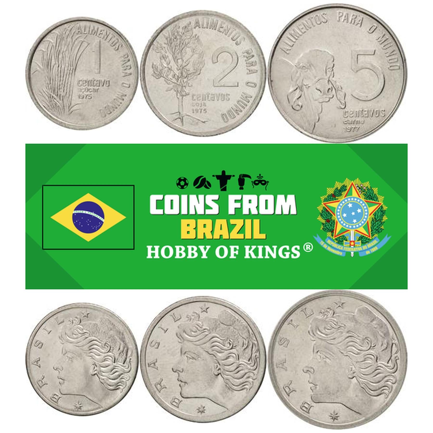 Brazil | 3 Coin Set | 1 Centavo 2 5 Centavos | 1975 - 1978
